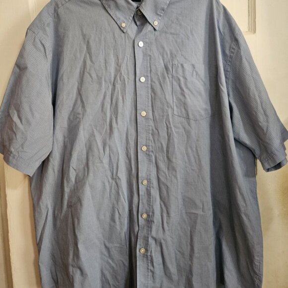 CROFT & BARROW Blue Short Sleeved Pinstripe Shirt Mens XXL 2XL 18 18.5 - Picture 2 of 5